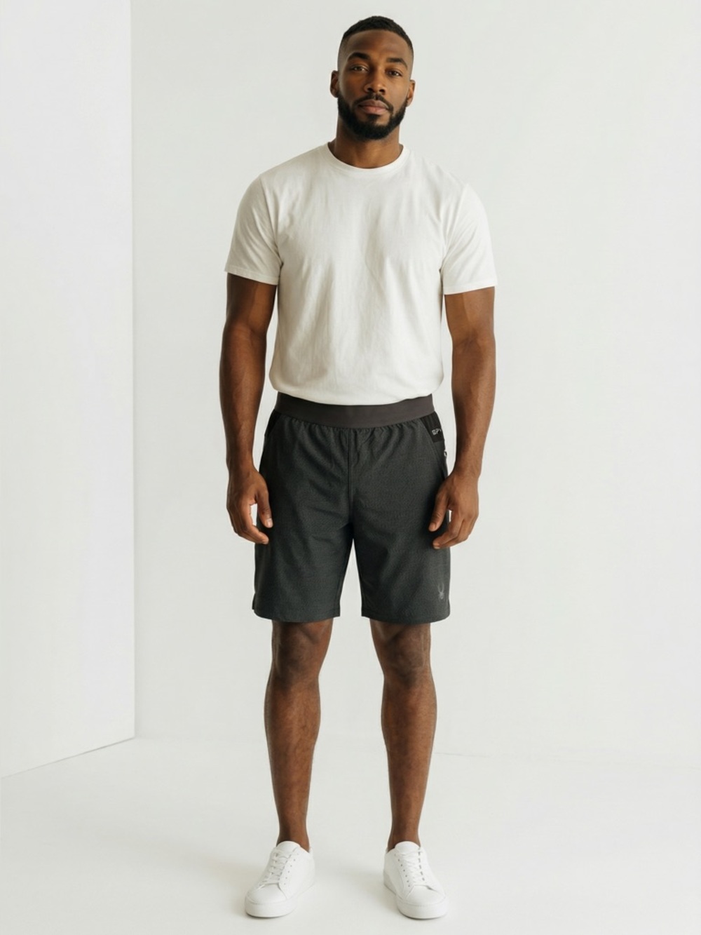 Spyder Active Men  Shorts M  Gray ProWeb Stretch Athletic Zip Pocket Performance
